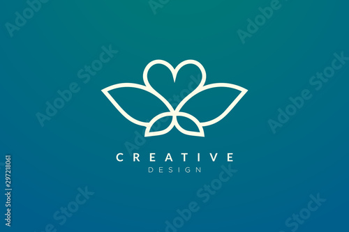 Logo design combined from the shape of a leaf and heart. Simple and modern vector design for business brands in the spa, hotel, beauty, health, fashion, cosmetic, boutique, salon, yoga, therapy.