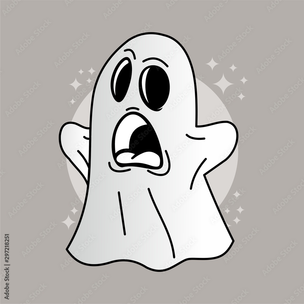 The White Cute Ghost, Flat Design The White Cute Ghost, Flat Design