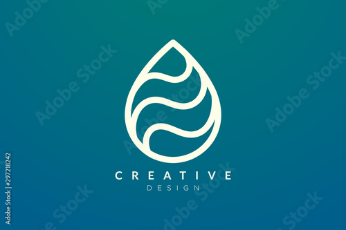 Minimalist abstract shaped water drop logo design. Simple and modern vector design for business brand and product.