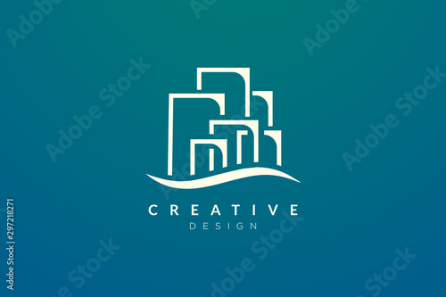 Minimalist and flat city building logo design. Simple and modern vector design for your business brand or product.
