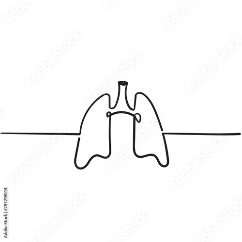 doodle lung illustration icon with handdrawn style