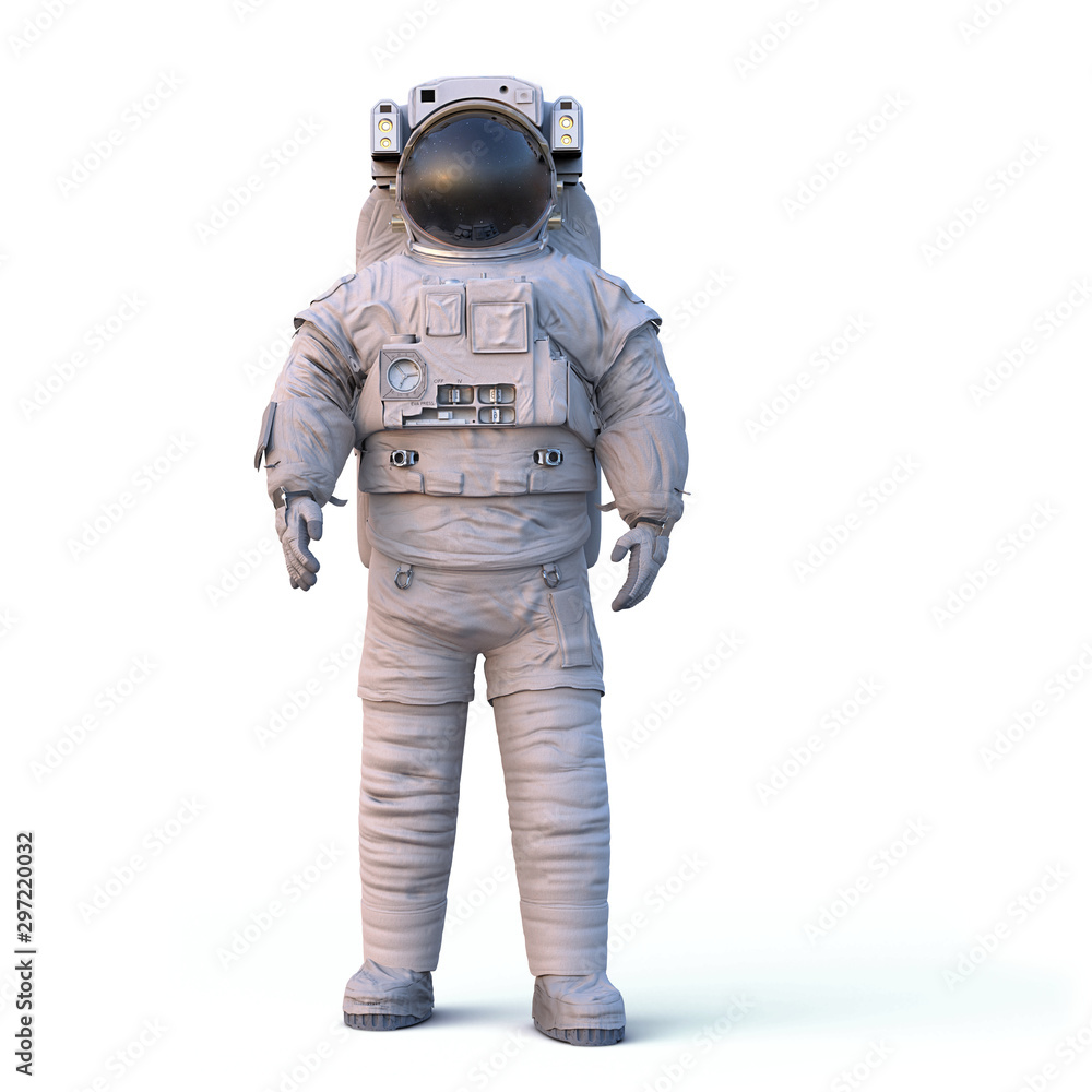 standing astronaut, isolated with shadow on white background standing astronaut, isolated with shadow on white background