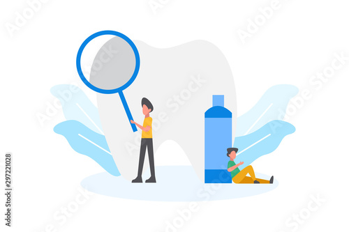Dental Care. Dental Cleanness Treatment Program concept vector illustration concept for banner, Card, Book Illustration, And Web Landing Page