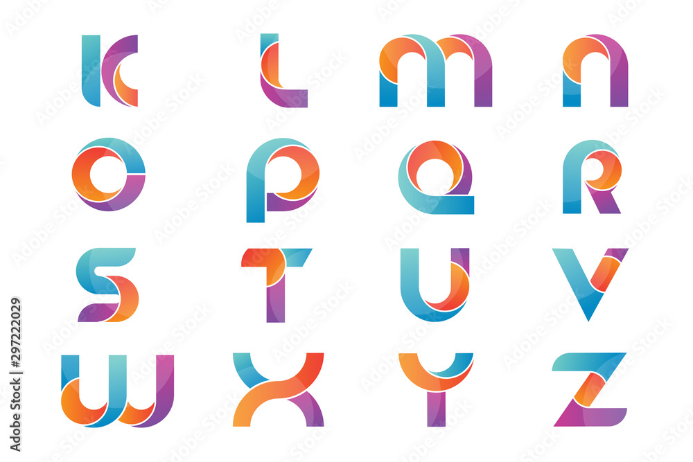 Set of alphabet logo icons design template elements, vector sign symbol - obrazy, fototapety, plakaty 