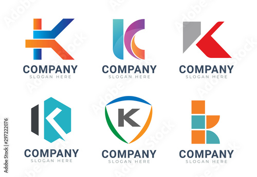 Set of letter K logo icons design template elements. Collection of vector sign symbol