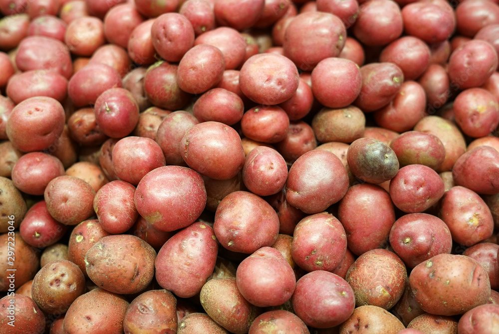 Fresh red potatoes in the supermarket for sale Fresh red potatoes in the supermarket for sale