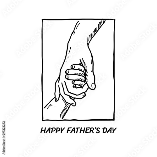 Little kid hand holding father hand vector illustration for Happy fathers day concept poster background design handrawn drawing style