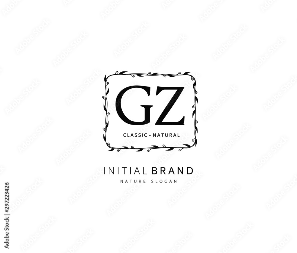 Fototapeta premium G Z GZ Beauty vector initial logo, handwriting logo of initial signature, wedding, fashion, jewerly, boutique, floral and botanical with creative template for any company or business