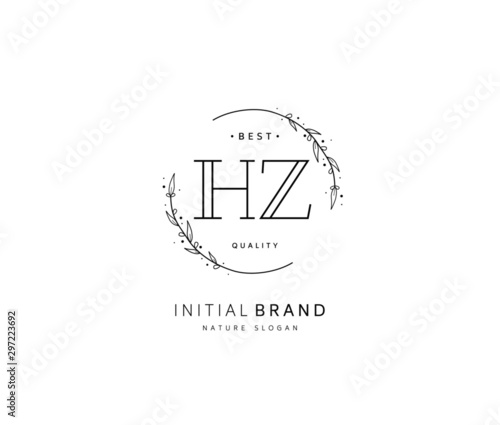 H Z HZ Beauty vector initial logo, handwriting logo of initial signature, wedding, fashion, jewerly, boutique, floral and botanical with creative template for any company or business