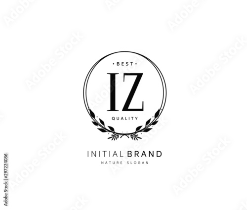 I Z IZ Beauty vector initial logo, handwriting logo of initial signature, wedding, fashion, jewerly, boutique, floral and botanical with creative template for any company or business.