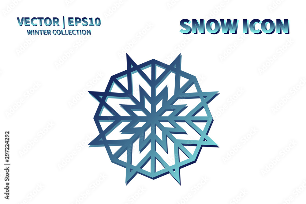 Snowflake vector icon. Christmas and winter snow flake element. Isolated flat new year holiday decoration illustration. Cold weather object design 