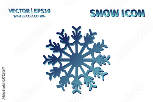 Snowflake vector icon. Christmas and winter snow flake element. Isolated flat new year holiday decoration illustration. Cold weather object design 