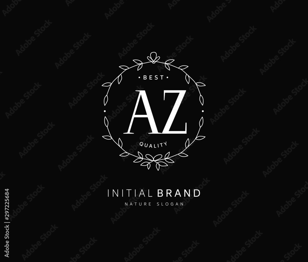 A Z AZ Beauty vector initial logo, handwriting logo of initial signature, wedding, fashion, jewerly, boutique, floral and botanical with creative template for any company or business.