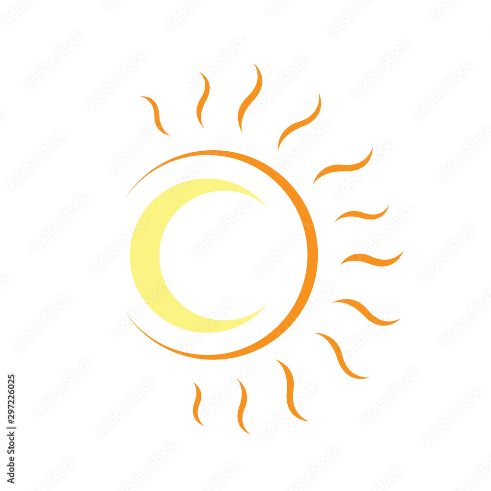 rays crescent sun and moon logo design vector graphic concept ...