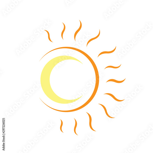 rays crescent sun and moon logo design vector graphic concept illustrations