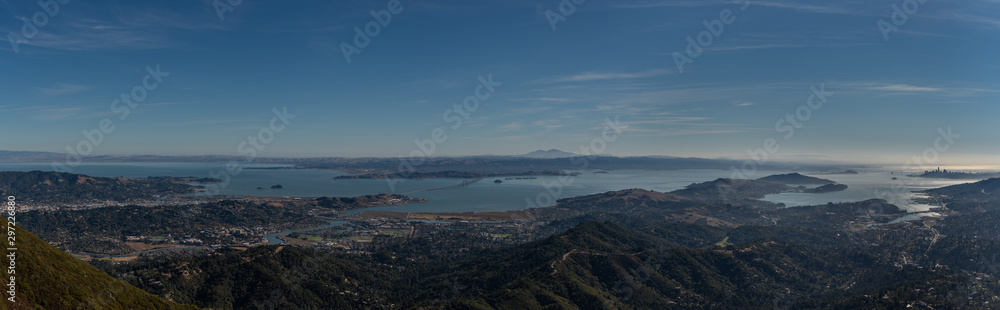 Greater bay area seen from Mt Tamalpais from San Francisco, Ca. to and across the water to San Rafael