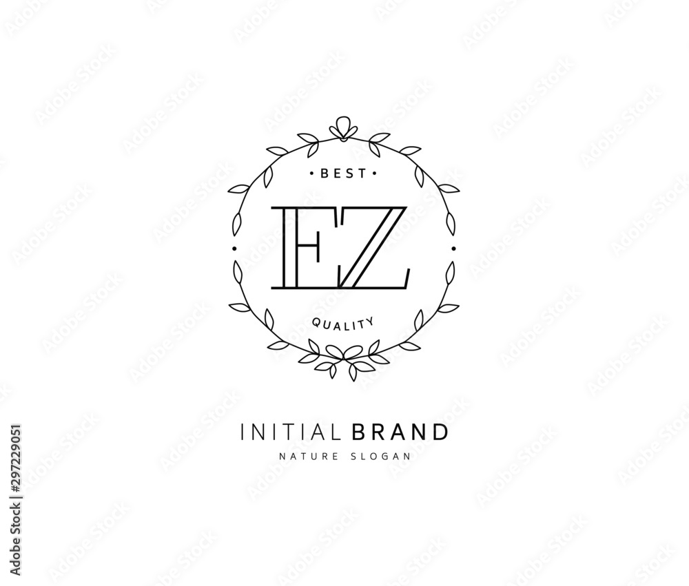 E Z EZ Beauty vector initial logo, handwriting logo of initial signature, wedding, fashion, jewerly, boutique, floral and botanical with creative template for any company or business.