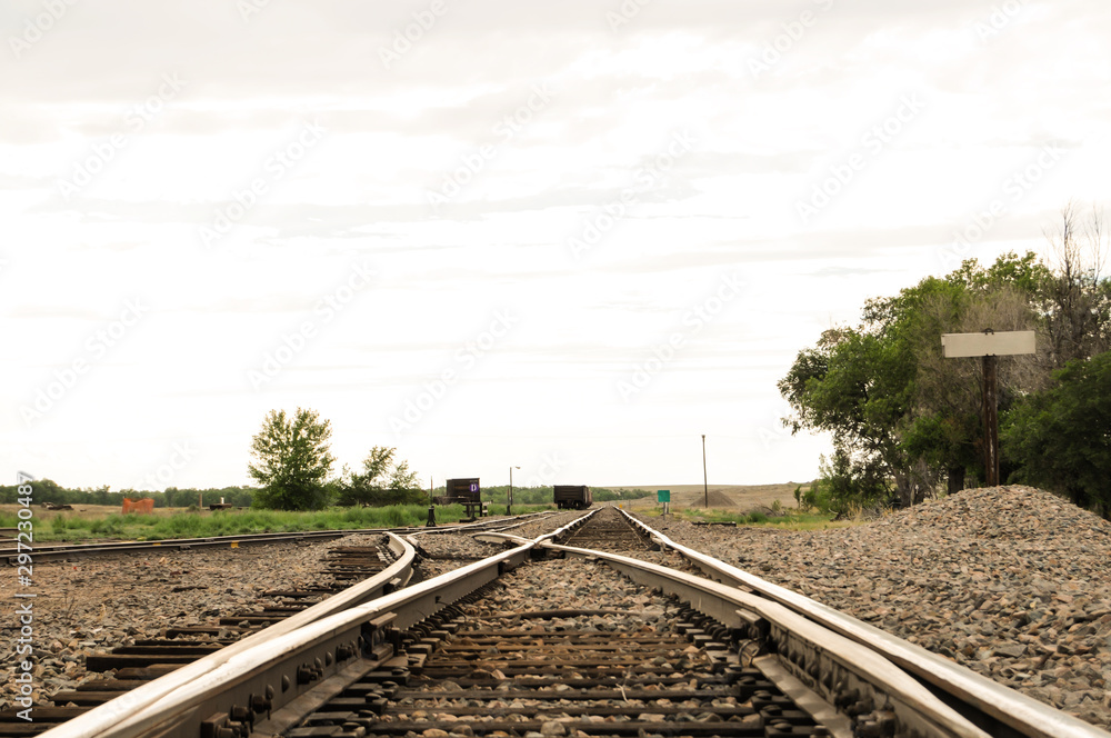 Fototapeta premium Rail siding into the deserted depot in central Colorado, USA