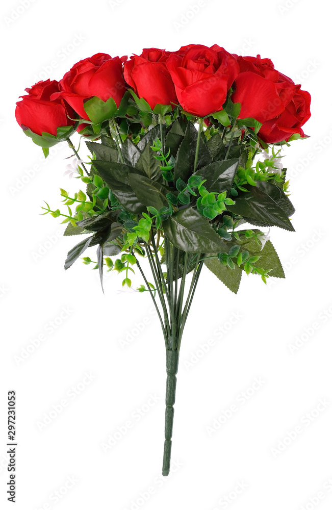 Artificial red rose isolated on white background. Artificial red rose isolated on white background.