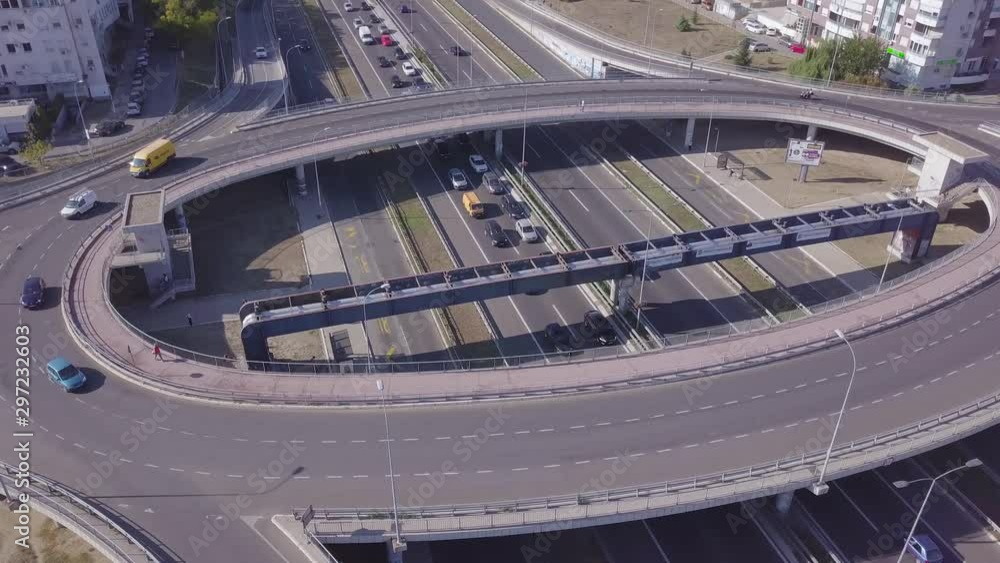 Static 4k aerial shot of Roundabout and highway in New belgrade Static 4k aerial shot of Roundabout and highway in New belgrade