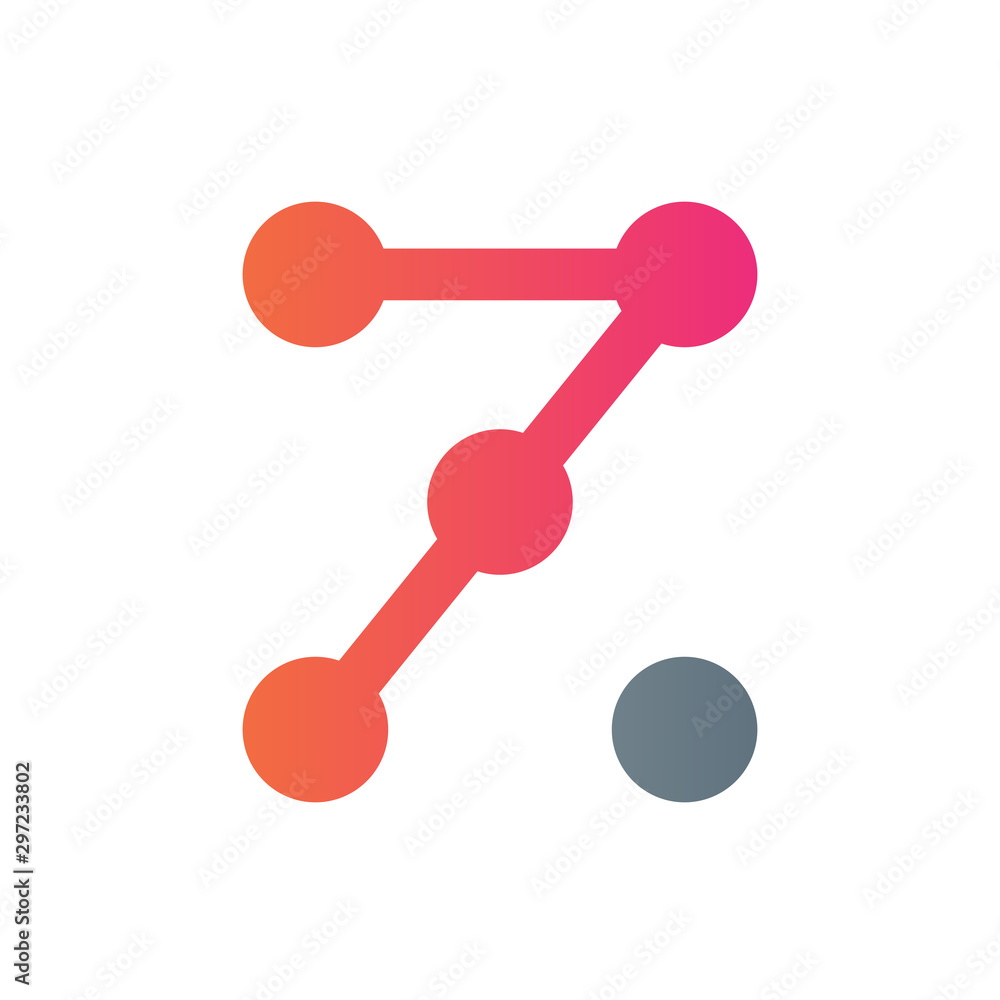 Number 7 logo template, abstract dot connection,digital technology vector symbol Number 7 logo template, abstract dot connection,digital technology vector symbol