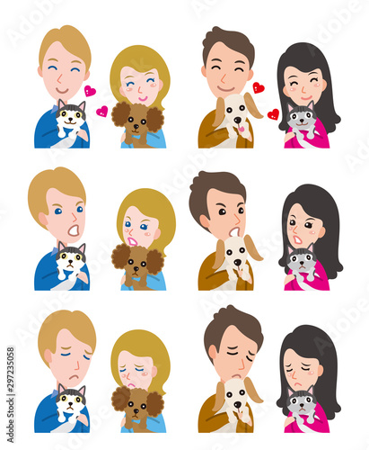 カップルの表情のイラスト