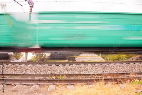 railway, freight train on blurry focus