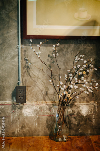 Flower vase and Japanese cherry blossoms