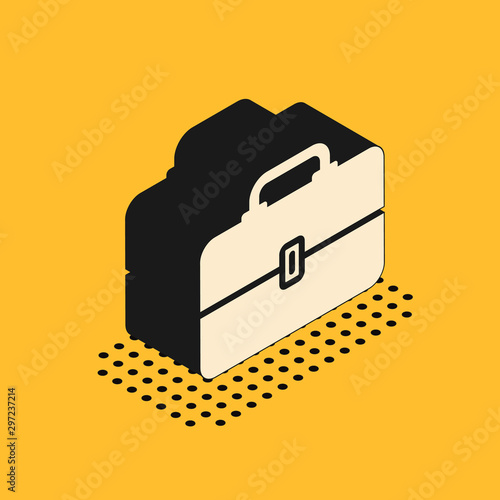 Isometric Toolbox icon isolated on yellow background. Tool box sign. Vector Illustration
