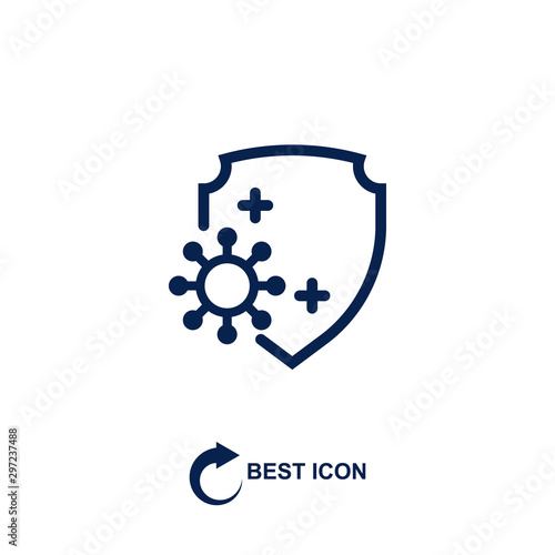 virus and shield. monochrome icon
