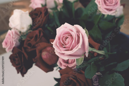 Beautiful Rose bouquet with vintage style effects.