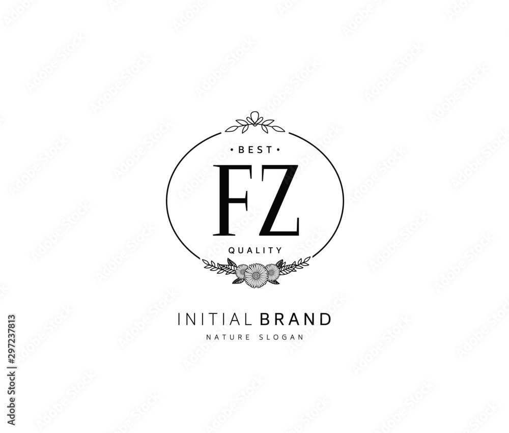 F Z FZ Beauty vector initial logo, handwriting logo of initial signature, wedding, fashion, jewerly, boutique, floral and botanical with creative template for any company or business.