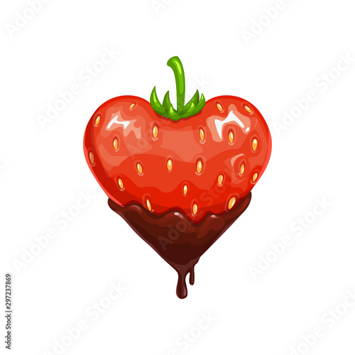 Heart shape strawberry in chocolate