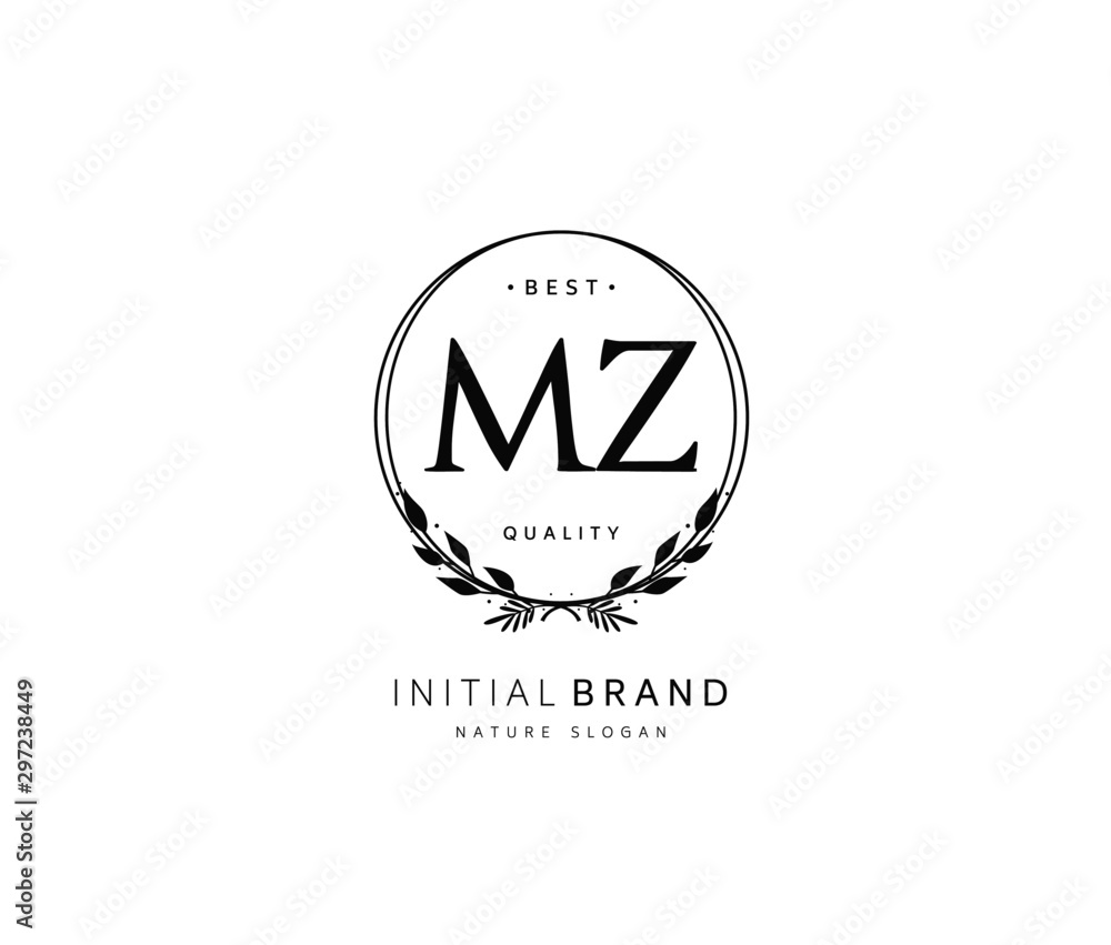 M Z MZ Beauty vector initial logo, handwriting logo of initial signature, wedding, fashion, jewerly, boutique, floral and botanical with creative template for any company or business. M Z MZ Beauty vector initial logo, handwriting logo of initial signature, wedding, fashion, jewerly, boutique, floral and botanical with creative template for any company or business.