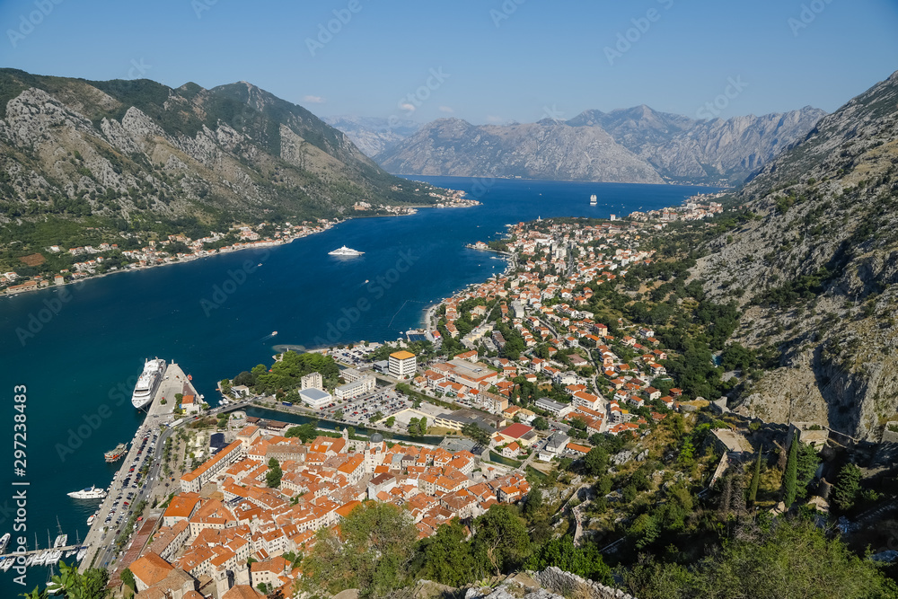 Mountain view of the Bay of Kotor, Kotor, Montenegro, September 2019
