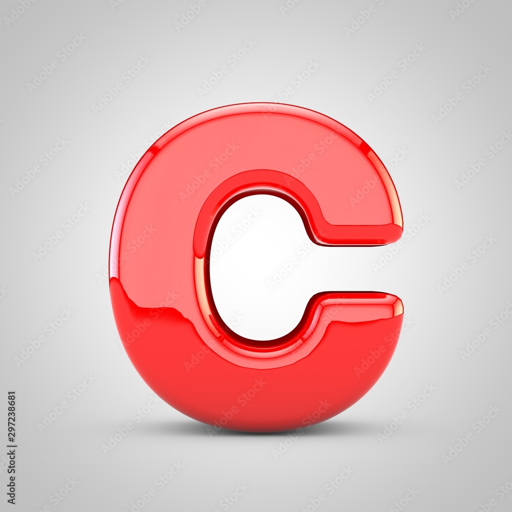 3D Red Letter C uppercase Isolated White Background 3D Red Letter C uppercase Isolated White Background