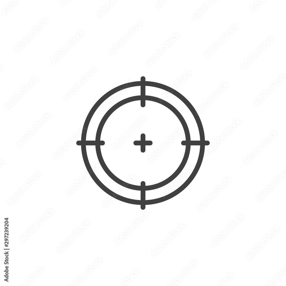 Circle Target line icon. linear style sign for mobile concept and web design. Crosshair aim outline vector icon. Symbol, logo illustration. Vector graphics Circle Target line icon. linear style sign for mobile concept and web design. Crosshair aim outline vector icon. Symbol, logo illustration. Vector graphics