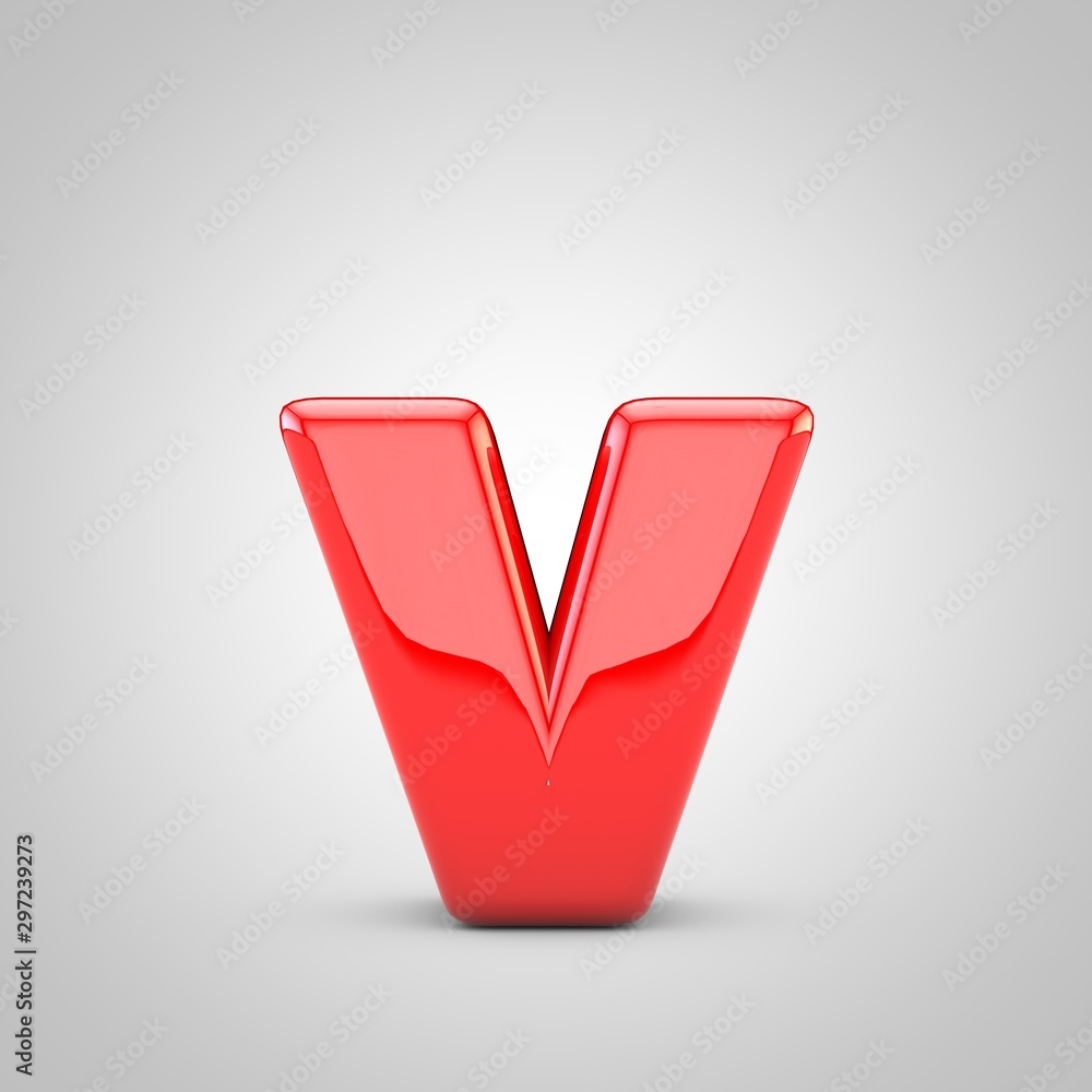 3D Red Letter V lowercase Isolated White Background 3D Red Letter V lowercase Isolated White Background