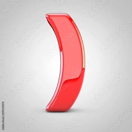 3D Red round brackets symbol Isolated White Background