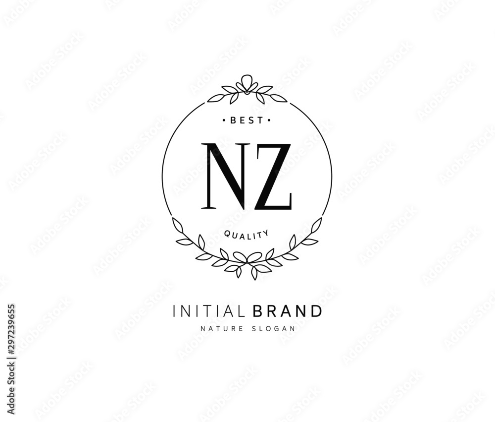 N Z NZ Beauty vector initial logo, handwriting logo of initial signature, wedding, fashion, jewerly, boutique, floral and botanical with creative template for any company or business. N Z NZ Beauty vector initial logo, handwriting logo of initial signature, wedding, fashion, jewerly, boutique, floral and botanical with creative template for any company or business.