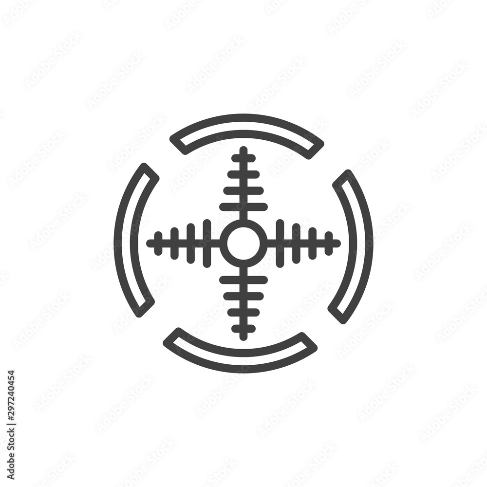 Military target line icon. linear style sign for mobile concept and web design. Circle target aim outline vector icon. Symbol, logo illustration. Vector graphics Military target line icon. linear style sign for mobile concept and web design. Circle target aim outline vector icon. Symbol, logo illustration. Vector graphics