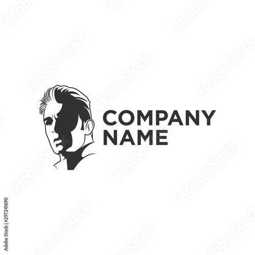 Face Black and White Silhouette Vector Logo for Web and Business