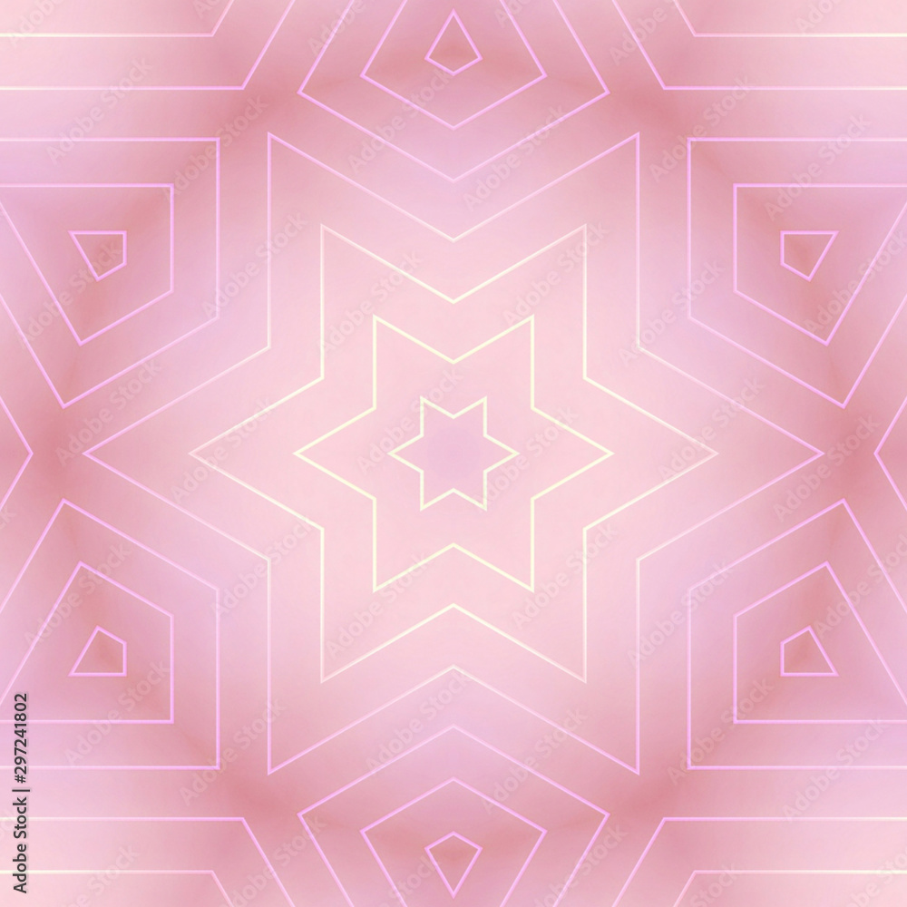 Creative geometric line art on light purple gradient background, Blurry illustration