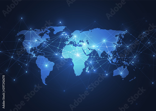 Global network connection. World map point and line composition concept of global business. Vector Illustration © royyimzy