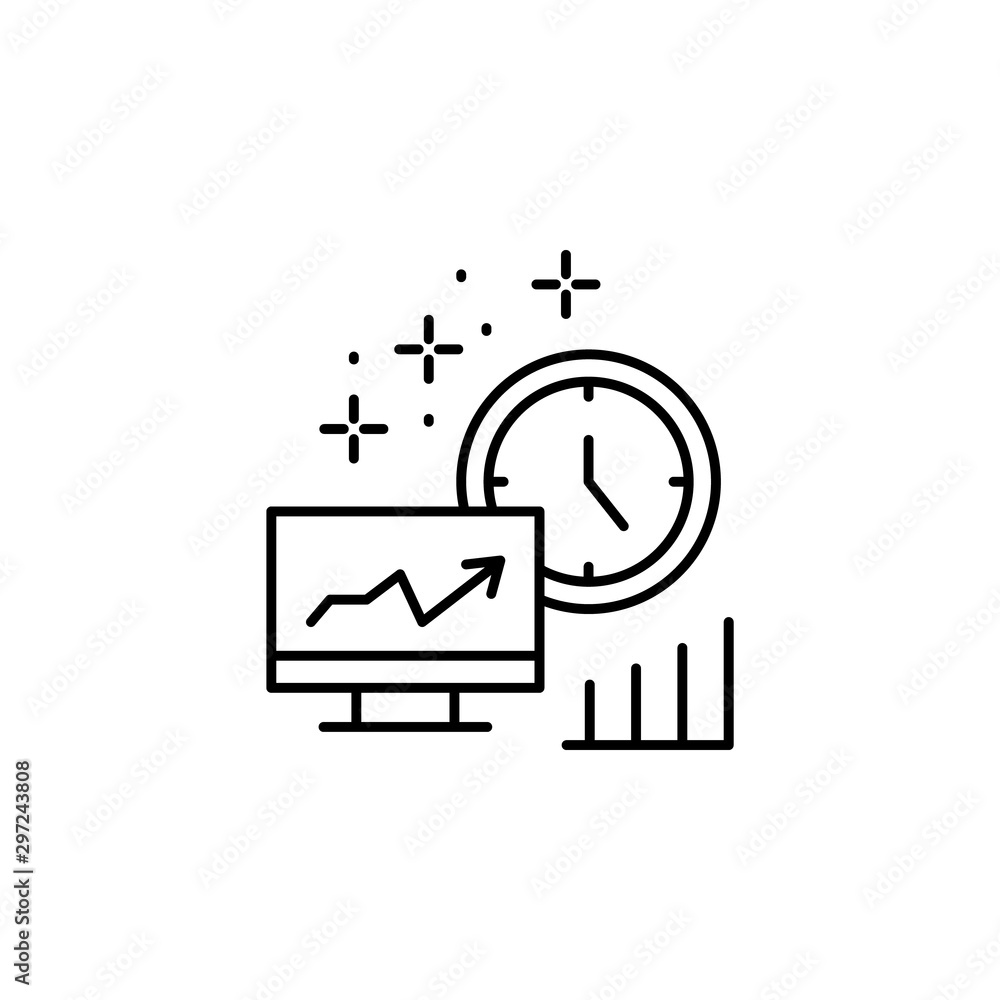 Monitor chart clock icon. Element of management icon Monitor chart clock icon. Element of management icon