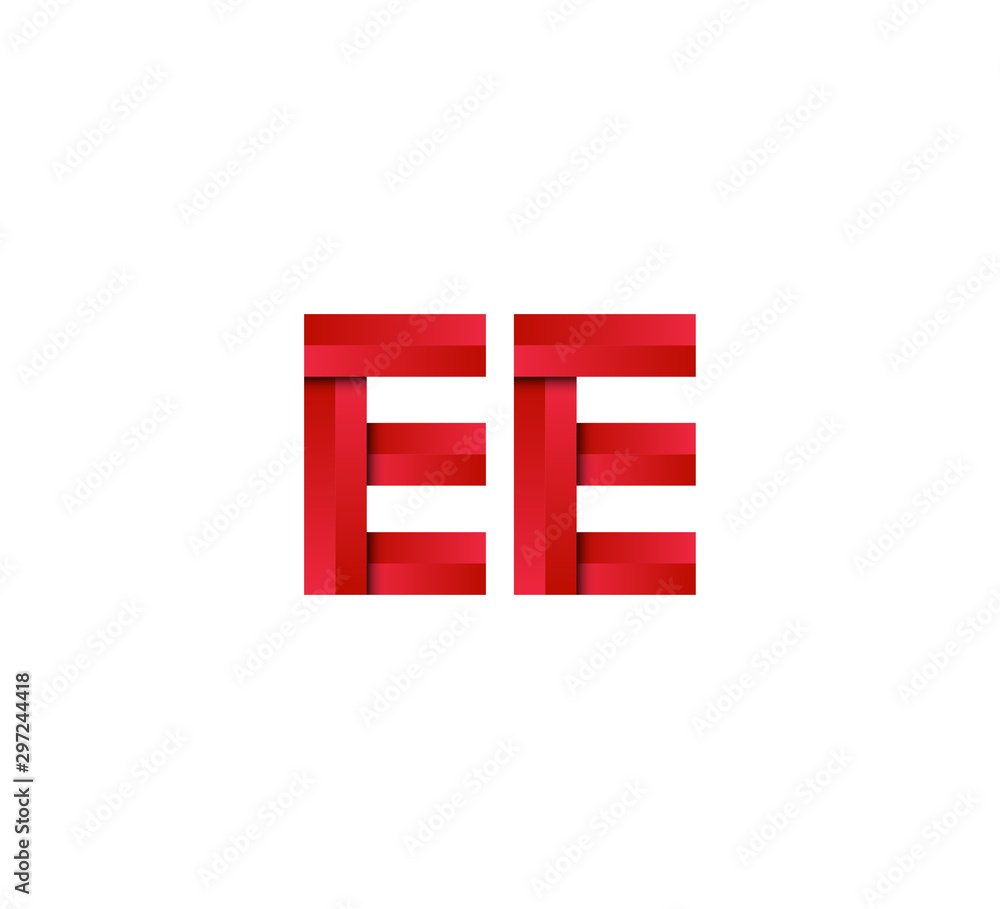 Initial two letter red 3D logo vector EE Initial two letter red 3D logo vector EE