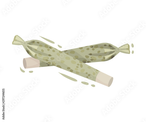 Cannabis Hand-rolled Cigarette Vector Object Isolated On White Background