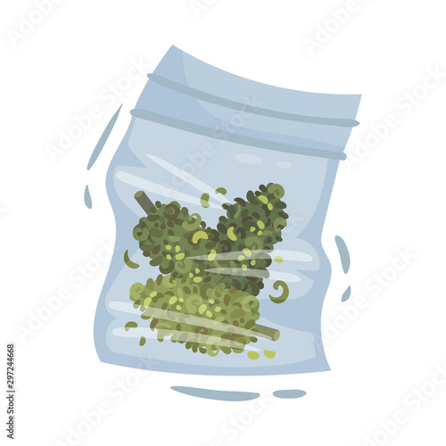 Cannabis Dried Seeds in Package Vector Object Isolated On White Background