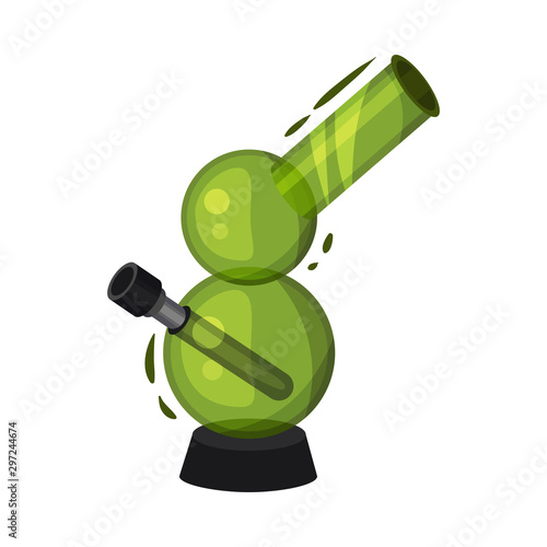 Bong For Smoking Cannabis Plant Vector Illustrated Object