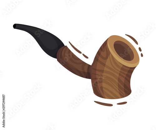 Cannabis Wooden Pipe For Smoking Vector Object Isolated On White Background
